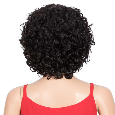 Image of Rebecca Fashion Short Wavy Bob Wigs Human Hair for Women Cute Human Hair Black Wig