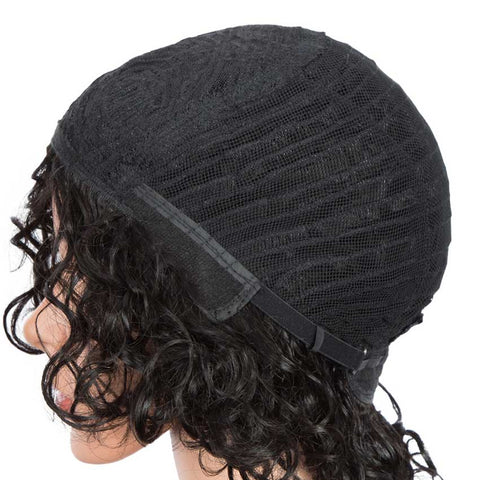 Image of Rebecca Fashion Short Wavy Bob Wigs Human Hair for Women Cute Human Hair Black Wig