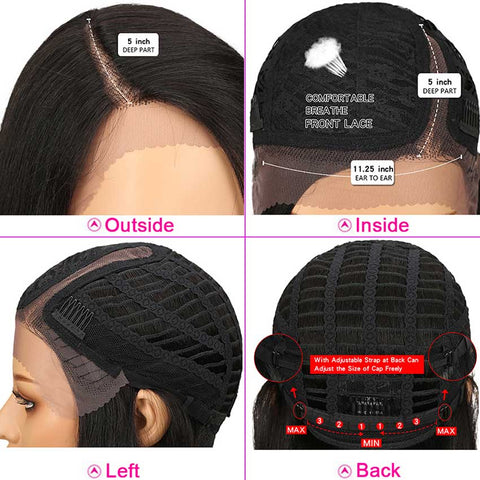 Image of Rebecca Fashion Straight Human Hair Wig Hand Tied Lace Part 18 Inch Wig 2#