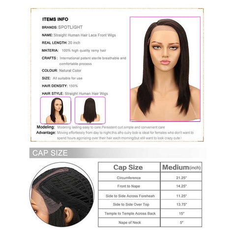 Image of Rebecca Fashion Straight Human Hair Wig Hand Tied Lace Part 18 Inch Wig 2#