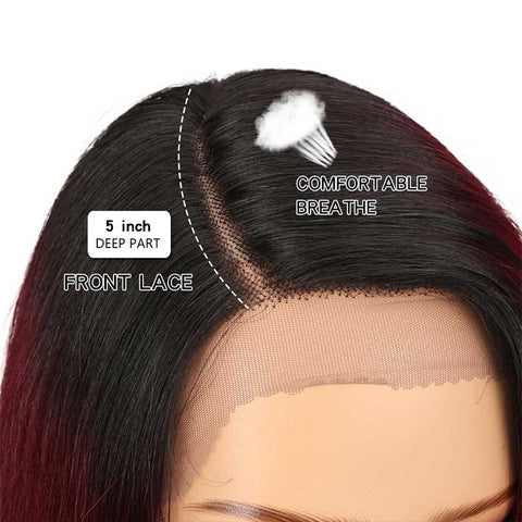 Image of Rebecca Fashion Straight Lace Wig 18 Inch Side Part Human Hair TT1B/99J Ombre Wig