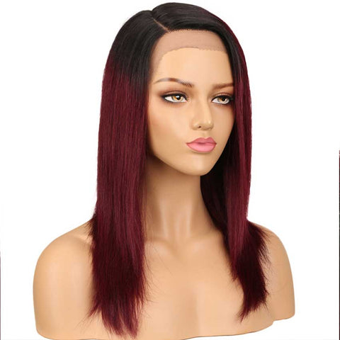 Image of Rebecca Fashion Straight Lace Wig 18 Inch Side Part Human Hair TT1B/99J Ombre Wig