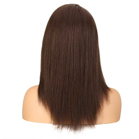 Image of Rebecca Fashion Straight Dark Brown Wig Lace Part 18 Inch Human Hair Wig