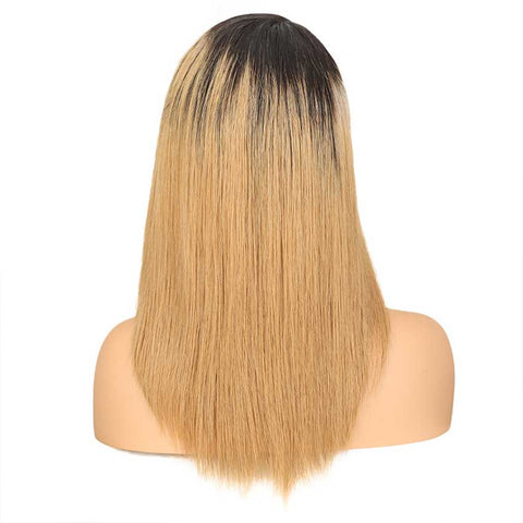 Image of Rebecca Fashion Straight Wig Ombre Blonde Human Hair Side Part 18 Inch Wig