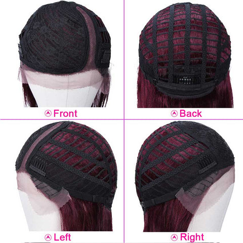 Image of Rebecca Fashion Burgundy Lace Wigs 18 Inch Side Part Human Hair Wig
