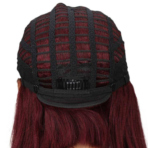 Image of Rebecca Fashion Wine Red Short Bob Wig Lace Part 10 inch Human Hair Wigs