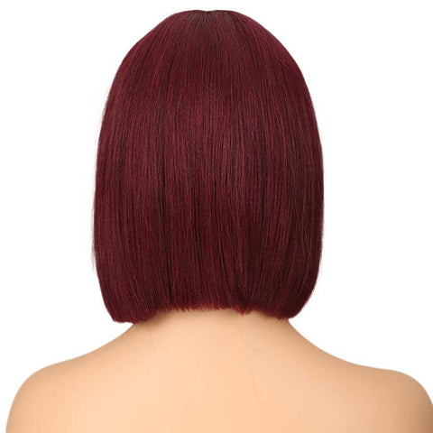 Image of Rebecca Fashion Wine Red Short Bob Wig Lace Part 10 inch Human Hair Wigs