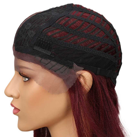 Image of Rebecca Fashion Wine Red Short Bob Wig Lace Part 10 inch Human Hair Wigs