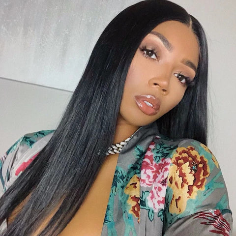 Image of Rebecca Fashion 360 Lace Frontal Wigs 100% Straight Human Hair Wigs For Black Women 130% Density Natural Black Color