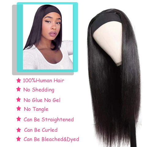 Image of Rebecca Fashion Straight Headband Wigs Virgin Human Hair Wig 150% Density