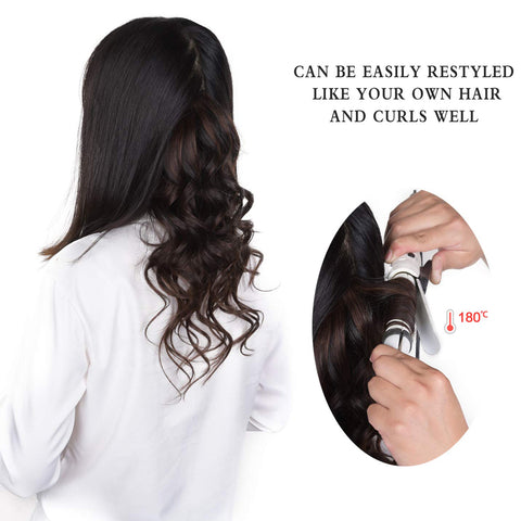 Image of Rebecca Fashion Remy Clip In Human Hair Extensions Straight Clip on Human Hair Light Brown Color 7 Pcs