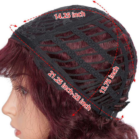 Image of Rebecca Fashion Bob Wig Short Human Hair Red Wigs With Bangs