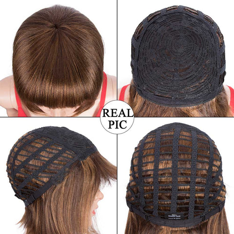Image of Rebecca Fashion Human Hair P4/30 Color Wig Short Bob Wigs With Bands