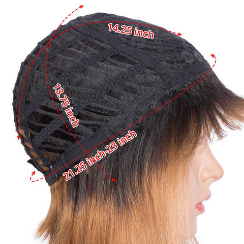 Image of Rebecca Fashion Ombre Wig Basic Cap Wig T1B/30 Straight Wigs With Bangs Human Hair