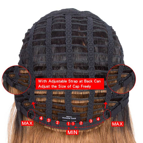 Image of Rebecca Fashion Ombre Wig Basic Cap Wig T1B/30 Straight Wigs With Bangs Human Hair