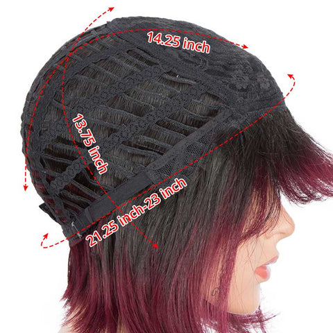 Image of Rebecca Fashion T1B/99J Short Bob Wig Straight Hair Wigs With Bangs