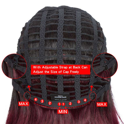 Image of Rebecca Fashion T1B/99J Short Bob Wig Straight Hair Wigs With Bangs