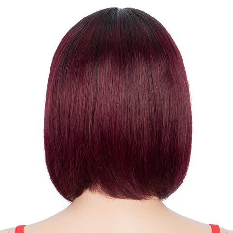 Image of Rebecca Fashion T1B/99J Short Bob Wig Straight Hair Wigs With Bangs