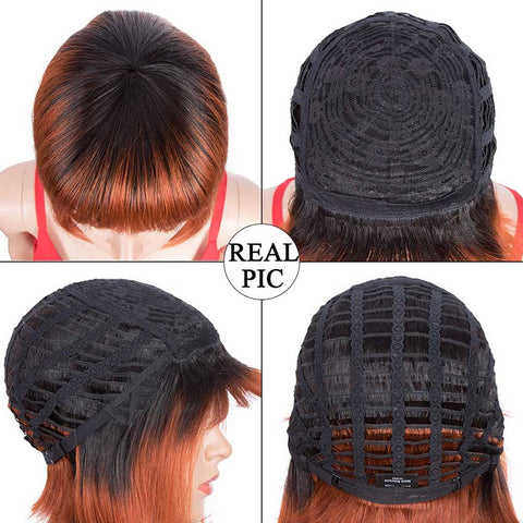 Image of Rebecca Fashion Straight Hair Bob Wigs TT1B/350 Ombre Wigs With Bangs Human Hair
