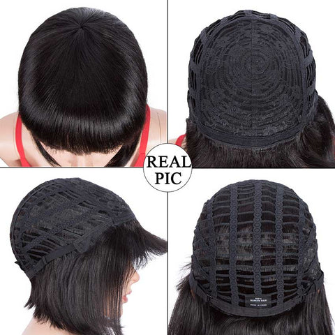 Image of Rebecca Fashion Straight Hair Wigs 130% Density Short Bob Human Hair Wig