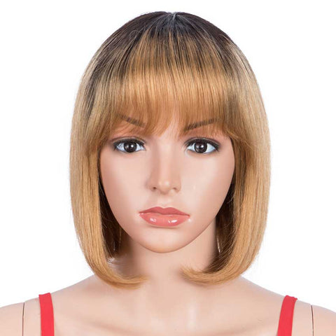 Image of Rebecca Fashion Straight Hair Wigs 130% Density Wigs With Bangs Ombre Wig TT1B/27