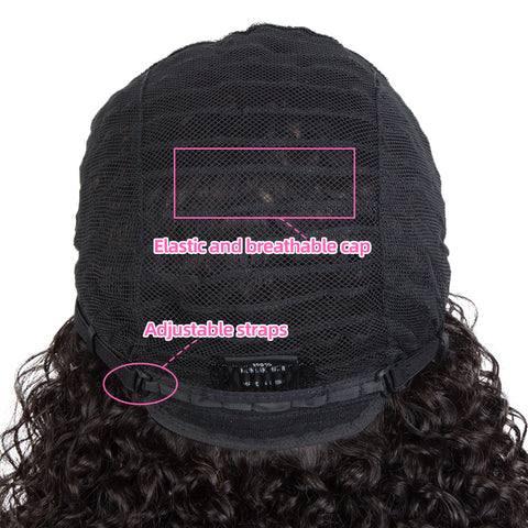 Image of Rebecca Fashion Deep Wave Human Hair Wigs with Bangs Remy Human Hair Wig with Curly Bangs for Black Women Ombre Brown Color