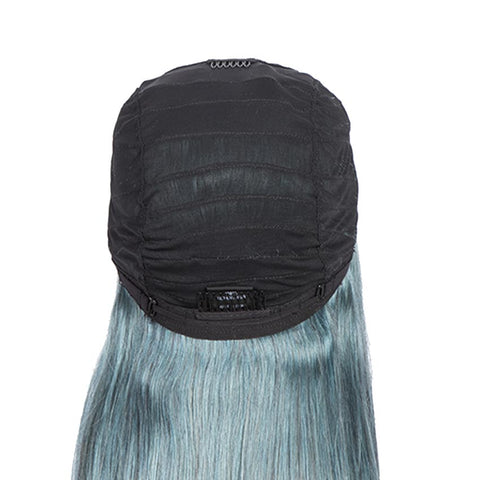 Image of Rebecca Fashion Highlight Blue 100% Human Hair Wigs Straight 4x4 HD Lace Simulated Scalp Wigs 150% Density