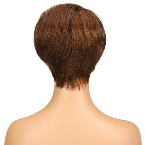 Image of Rebecca Fashion Brown Pixie Cut Wig Short Style Human Hair Wigs With Bangs