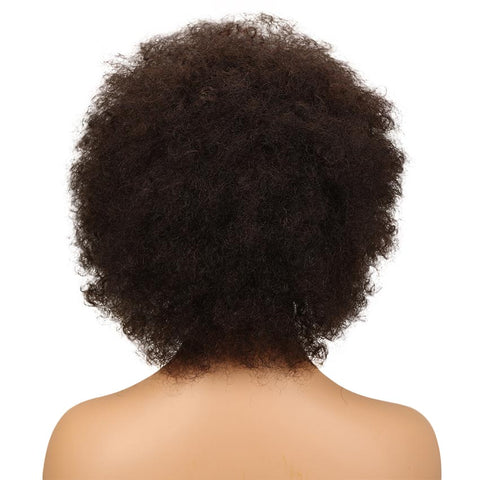 Image of Rebecca Fashion Brown Human Hair Curly Afro Wig