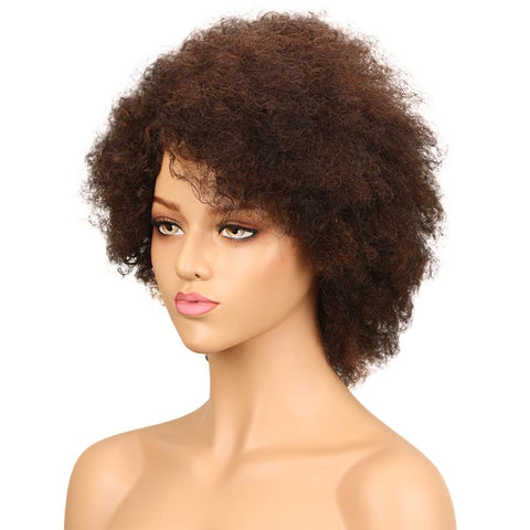 Image of Rebecca Fashion Brown Human Hair Curly Afro Wig