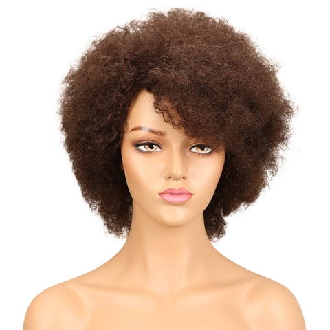 Image of Rebecca Fashion Brown Human Hair Curly Afro Wig