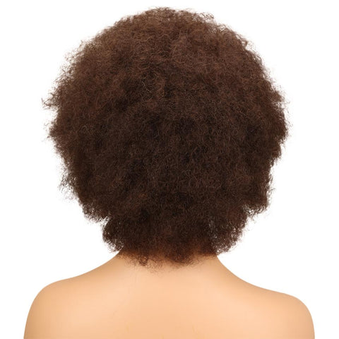 Image of Rebecca Fashion Brown Human Hair Curly Afro Wig