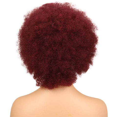 Image of Rebecca Fashion Curly Afro Wig Human Hair Burgundy Wigs