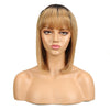 Rebecca Fashion Straight Bob Human Hair Wigs With Bangs 10 inch Black to Blonde Basic Wig Ombre Color