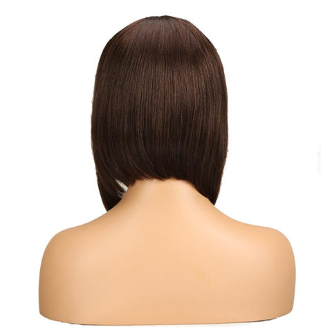 Image of Rebecca Fashion Dark Brown Straight Human Hair Wigs With Bangs for African American
