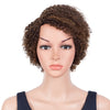 Rebecca Fashion Short Oxygen Curly Human Hair Wigs Side Lace Part Wigs for Black Women Brown Color