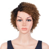 Rebecca Fashion Short Oxygen Curly Human Hair Wigs Side Lace Part Wigs for Black Women Brown Color
