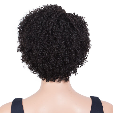 Image of Rebecca Fashion Short Oxygen Curly Human Hair Wigs Side Lace Part Wigs for Black Women Black Color