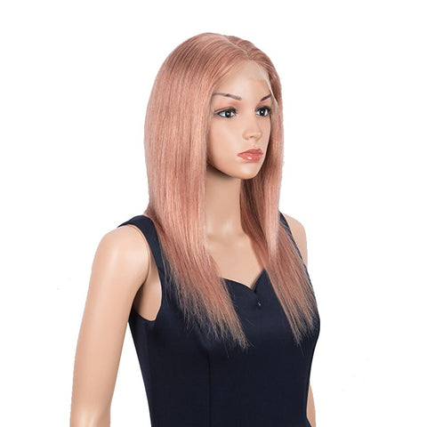 Image of Rebecca Fashion Highlight Pink 4x4 Lace Simulated Scalp Wigs 100% Straight Human Hair Wigs 150% Density