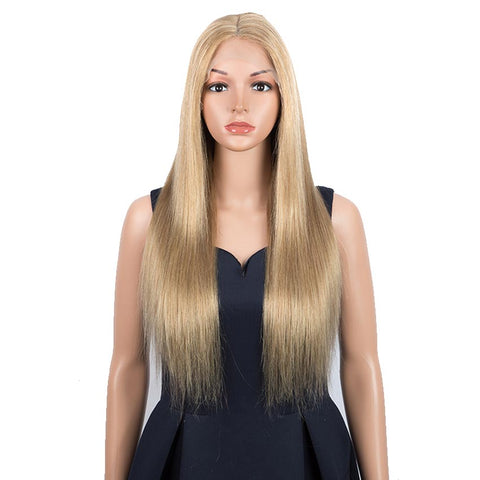 Image of Rebecca Fashion Gold Blonde Color Straight Human Hair Wigs 4x4 Lace Closure Wigs 150% Density