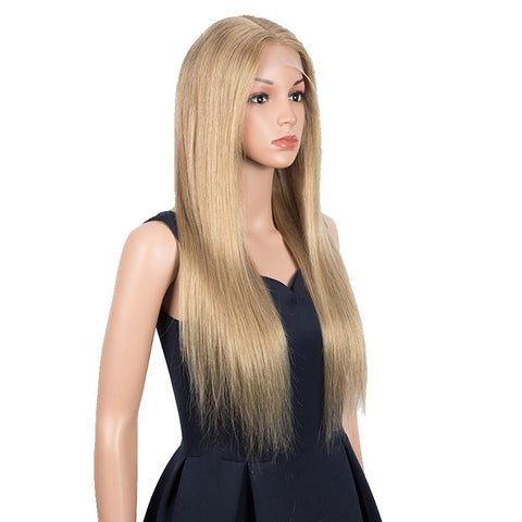 Rebecca Fashion Gold Blonde Color Straight Human Hair Wigs 4x4 Lace Closure Wigs 150% Density