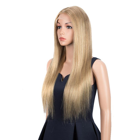 Rebecca Fashion Gold Blonde Color Straight Human Hair Wigs 4x4 Lace Closure Wigs 150% Density