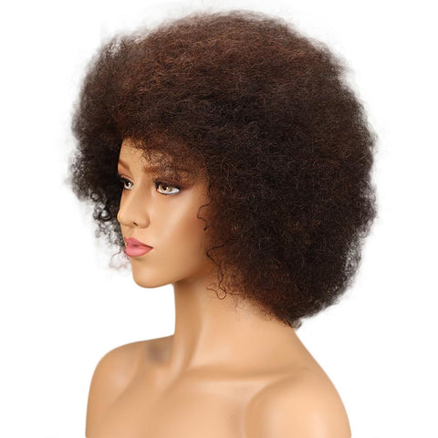 Image of Rebecca Fashion Brown Human Hair Curly Afro Wig