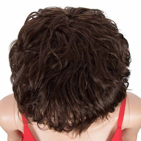 Image of Rebecca Fashion Pixie Cut Wig 4# Color Short Wavy Human Hair Wigs 9 inch