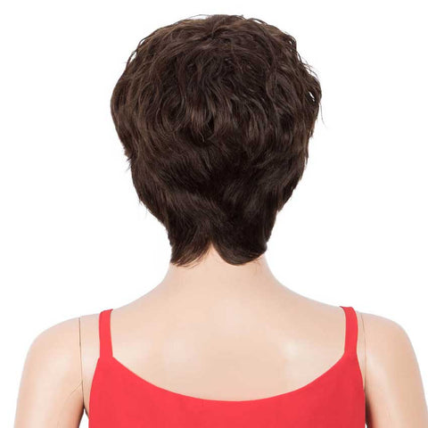 Image of Rebecca Fashion Pixie Cut Wig 4# Color Short Wavy Human Hair Wigs 9 inch