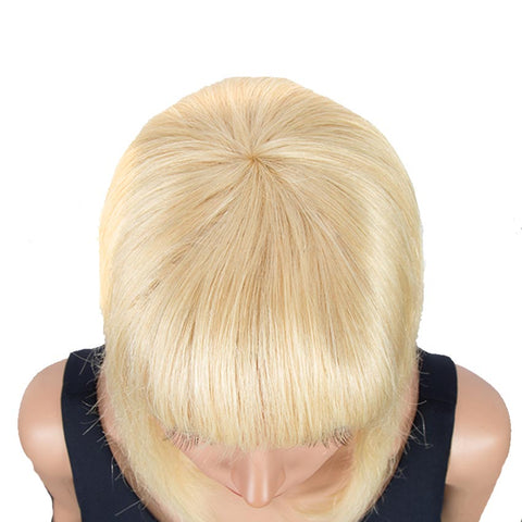 Image of Rebecca Fashion Blonde Straight Bob Wig Human Hair 613 Wigs 10 inch Wigs With Bangs