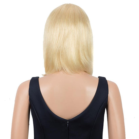 Image of Rebecca Fashion Blonde Straight Bob Wig Human Hair 613 Wigs 10 inch Wigs With Bangs