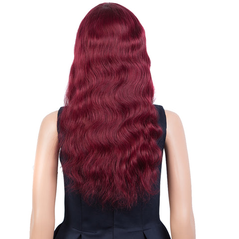 Image of Rebecca Fashion Hightlight Red Body Wave Human Hair Wigs with Bangs 100% High-quality Human Hair Wig with Bangs for Black Women 130% Density