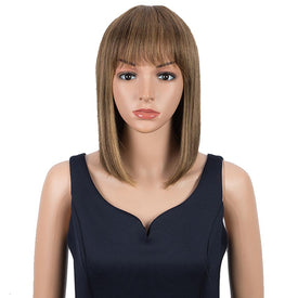 Rebecca Fashion Ombre Colors Wig Straight Human Hair Wigs With Bangs 10 Inch