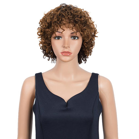 Rebecca Fashion Short Pixie Cute Wigs Curly Human Hair Ombre Wigs